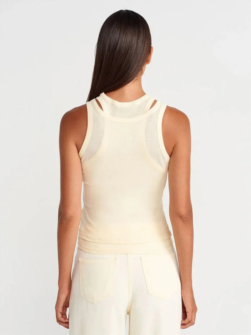 ديلفين Dilvin Cotton Ribbed Crop Cami