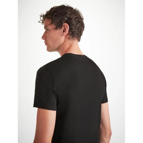 Derek Rose Men's Modal Crew Neck T-Shirt (Basel 1 Black) (Medium, Basel 1 Black) - Image 5