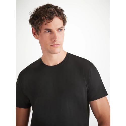 Derek Rose Men's Modal Crew Neck T-Shirt (Basel 1 Black) (Medium, Basel 1 Black) - Image 4