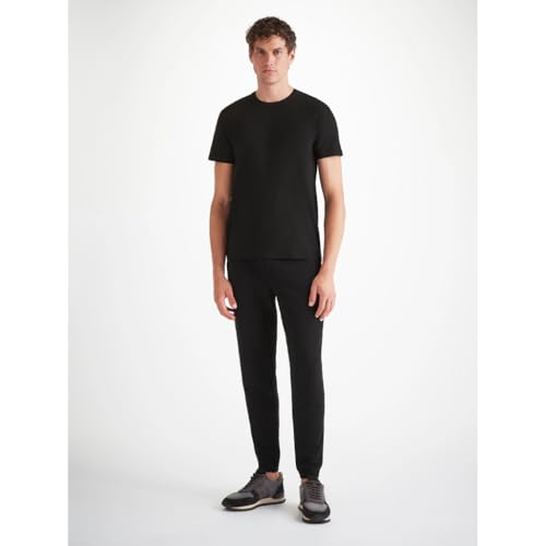 Derek Rose Men's Modal Crew Neck T-Shirt (Basel 1 Black) (Medium, Basel 1 Black) - Image 2
