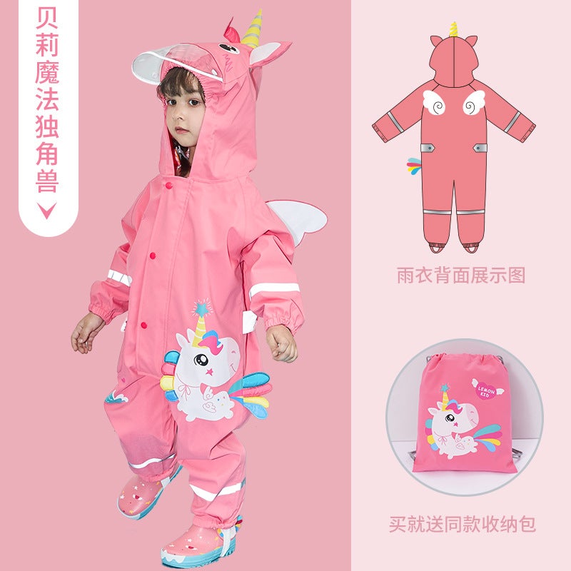 Lemon Children'S Raincoat Split Boy Girl Baby Poncho Cute Cartoon Schoolbag Reflective Rain Gauge For Primary School Students - Image 1