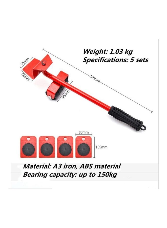 Pack Of 5 Artifact Durable Furniture Lifter Red/Black - Image 5