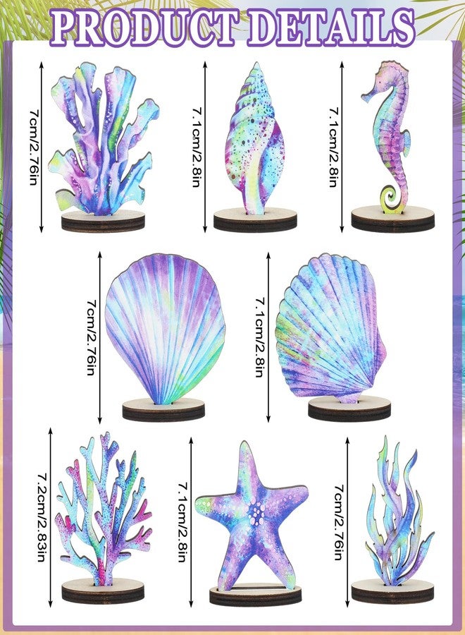 Beeveer 16 Pieces Mermaid Party Supplies Mermaid Birthday Wood Table Centerpiece DIY Under the Sea Party Decorations Ocean Theme Table Decor for Ocean Theme Anniversaries Favors - Image 2