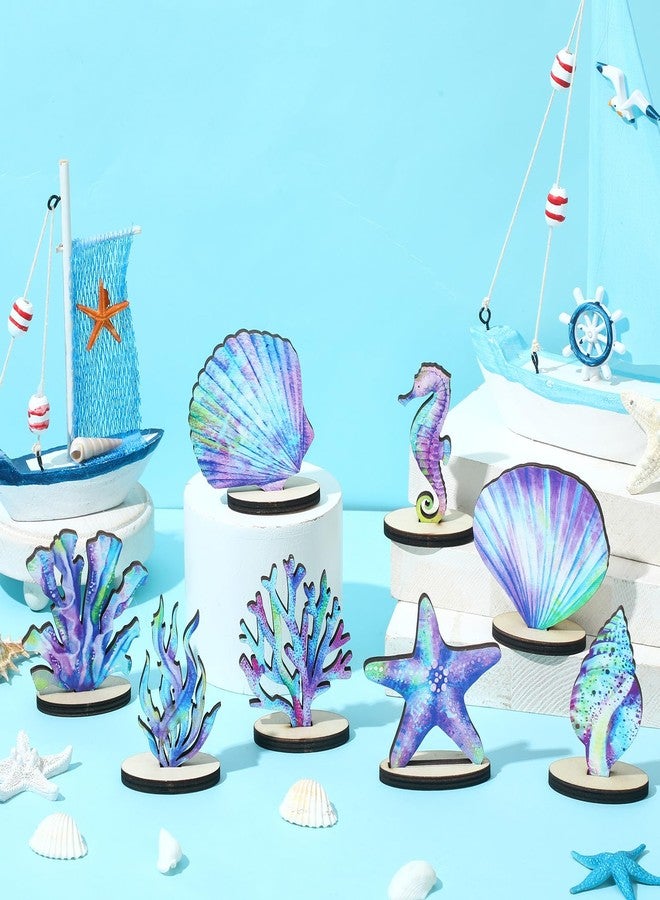 Beeveer 16 Pieces Mermaid Party Supplies Mermaid Birthday Wood Table Centerpiece DIY Under the Sea Party Decorations Ocean Theme Table Decor for Ocean Theme Anniversaries Favors - Image 4