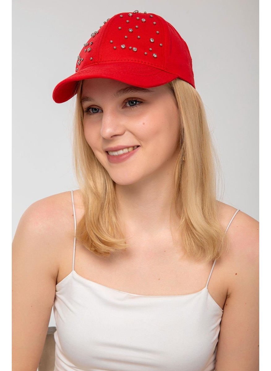 Saria Moda - Saria Fashion White Cap with Stones - Image 1