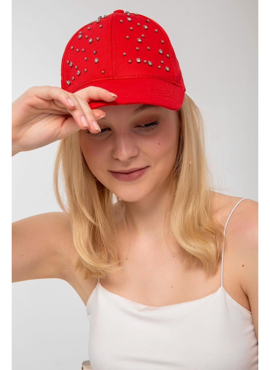 Saria Moda - Saria Fashion White Cap with Stones - Image 1
