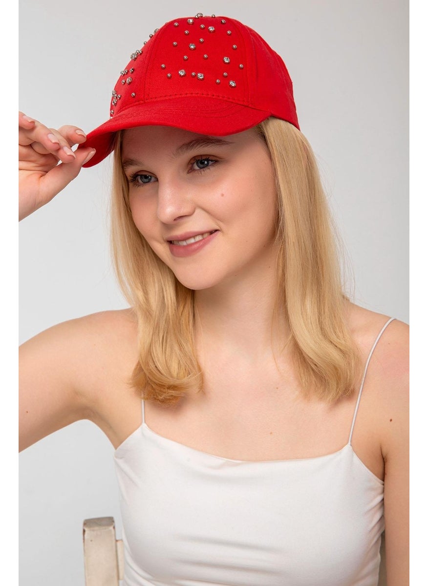 Saria Moda - Saria Fashion White Cap with Stones - Image 1