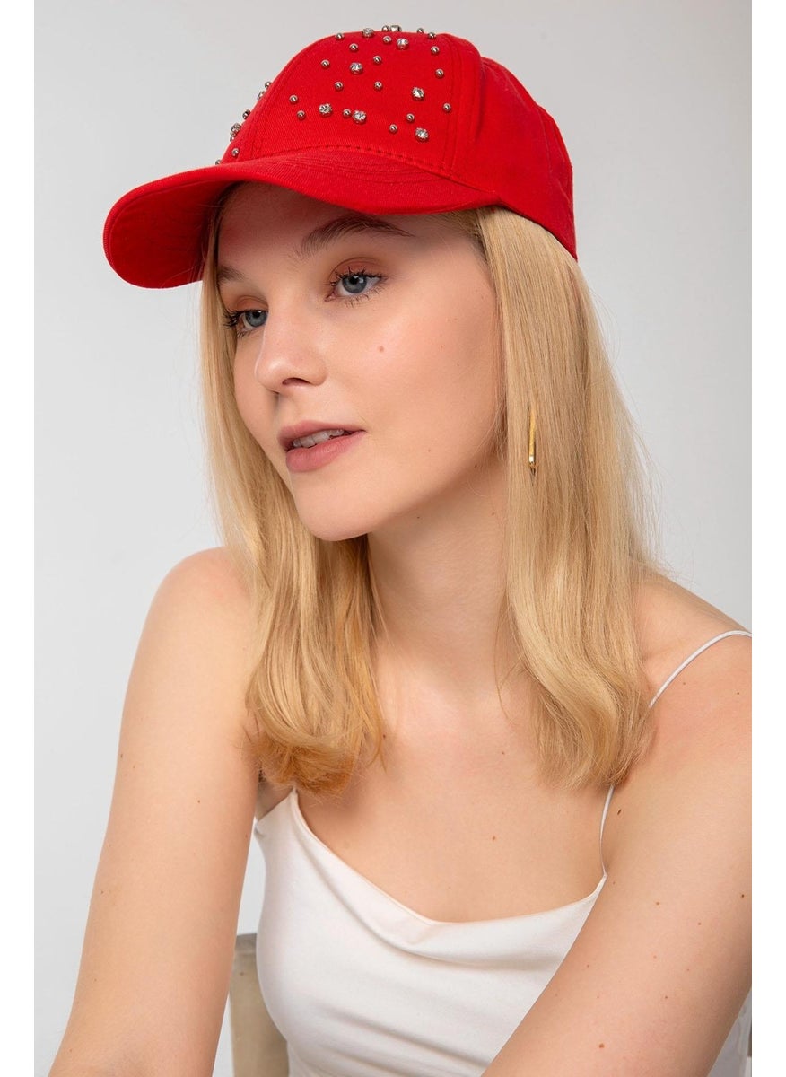 Saria Moda - Saria Fashion White Cap with Stones - Image 1