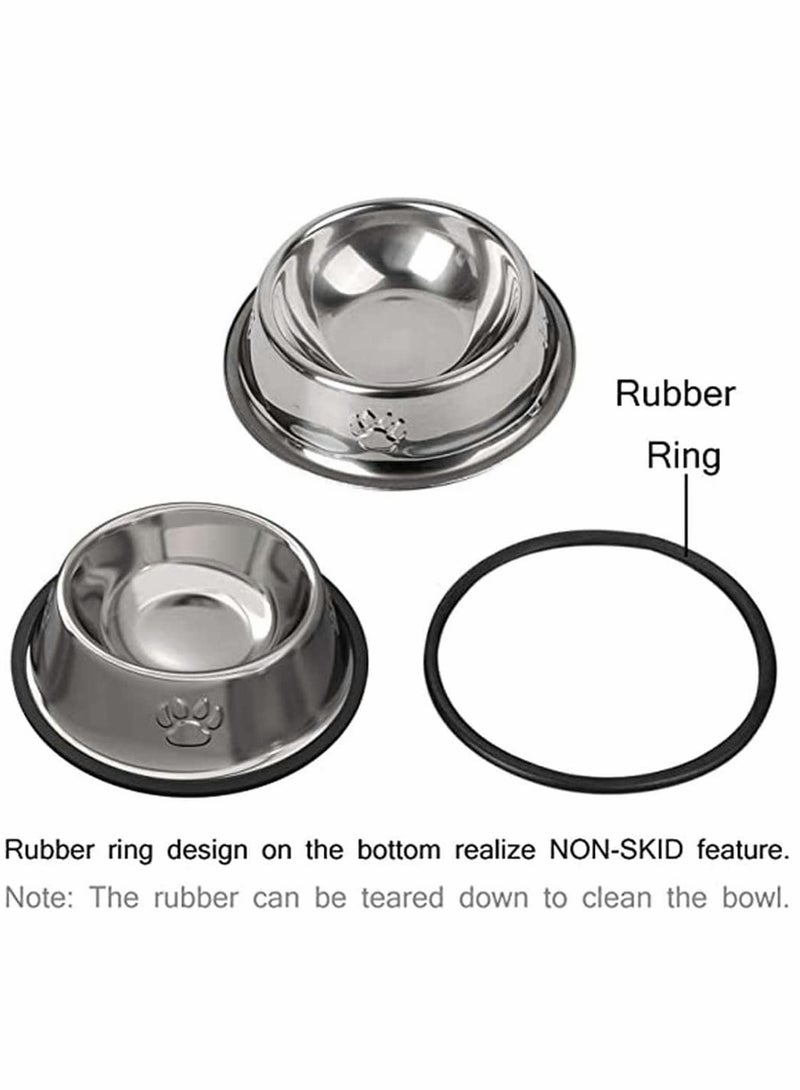 KASTWAVE Cat Bowls, 3 Pieces Cat Food Bowls Dog Bowl Cat Water Bowl Pet Food Bowls Stress Relief of Whisker Fatigue Cats Stainless Steel Pet Bowls Non-Slip Rubber Base Easily Clean for Puppy Cats Rabbits Dog - Image 5