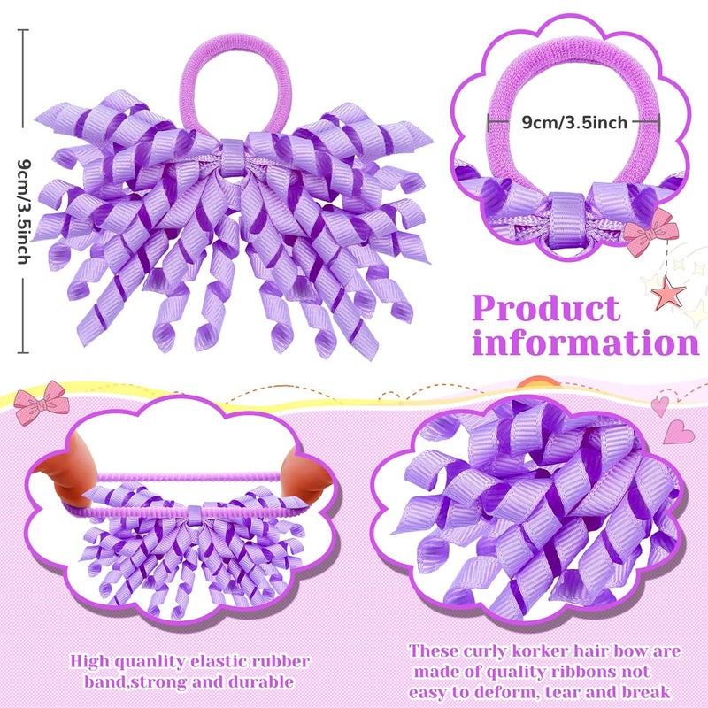 Mtlee 30 Pcs Baby Girls Curly Ribbons Korker Hair Ties Boutique Bow Elastic Rubber Bands Grosgrain Ribbon Elastic Colored Hair Bands Ponytail Holders for Toddlers Kids - Image 2