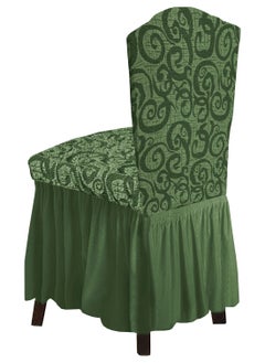 Fabienne Woven Jacquard Stretch Fit Dining Chair Cover Olive Green  - Image 5