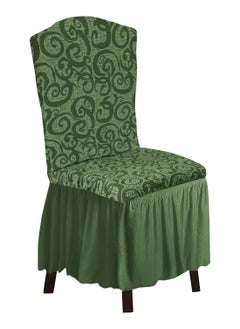Fabienne Woven Jacquard Stretch Fit Dining Chair Cover Olive Green  - Image 1