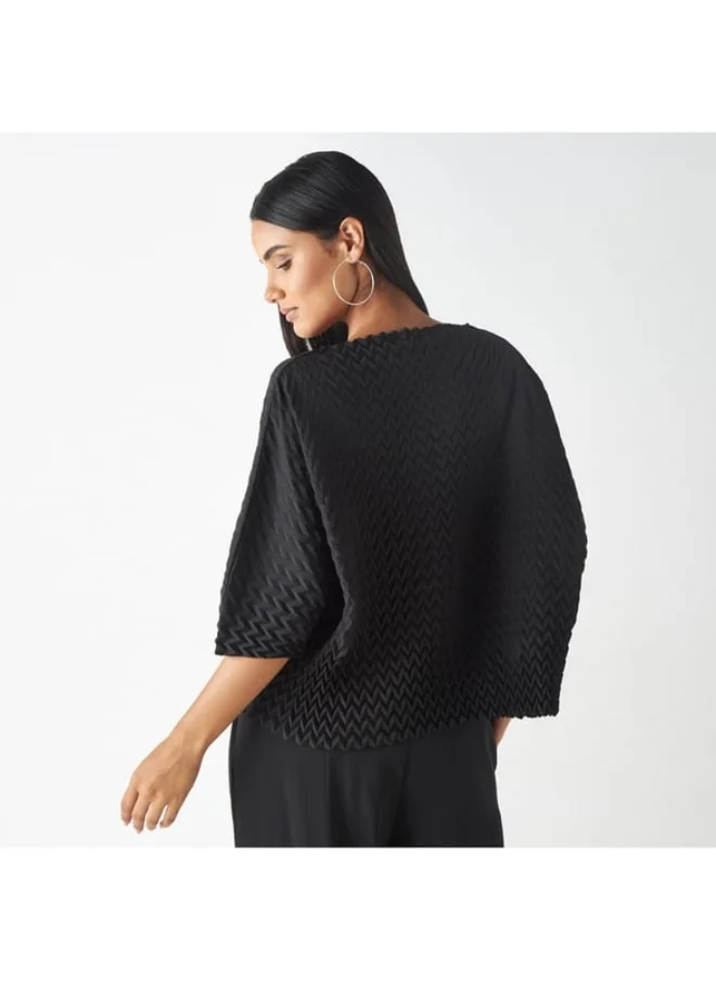 2Xtremz 2Xtremz Chevron Textured Top with Drop Shoulder Sleeves