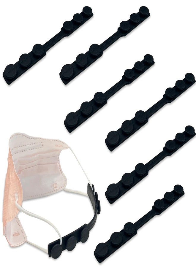 Zoolinn 6-Pack Black Adjustable Silicone Mask Strap Extenders - Anti-Tightening Ear Savers with Hook Buckle for Comfort and Pain Relief - Image 1