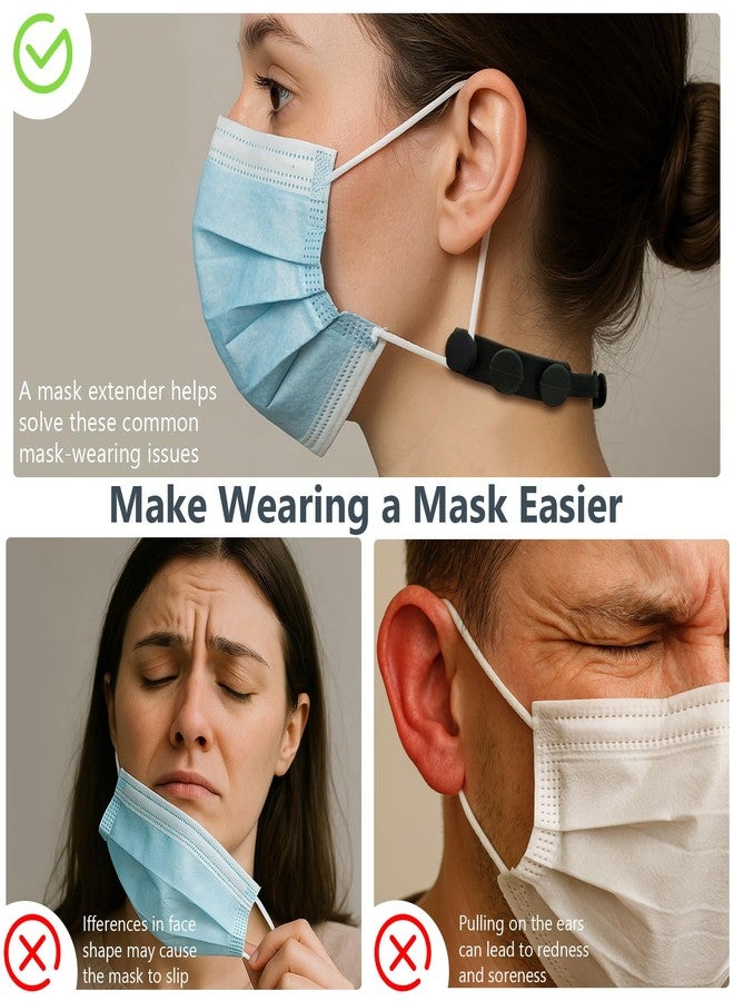 Zoolinn 6-Pack Black Adjustable Silicone Mask Strap Extenders - Anti-Tightening Ear Savers with Hook Buckle for Comfort and Pain Relief - Image 5