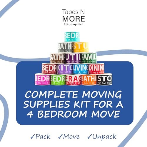 Tapes n More 750 Moving Labels for 4 Bedroom Home — Color-Coded Room Stickers & Fragile Labels for Boxes, Supplies, Wardrobe Boxes, Apartment & House Moves - Image 2