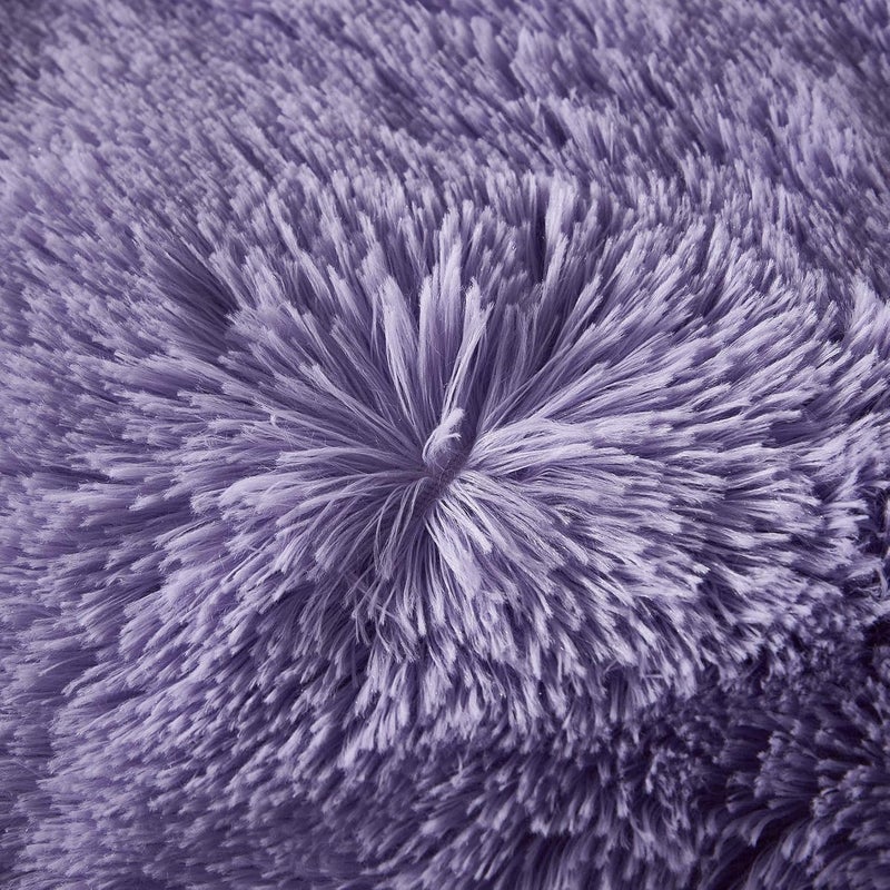 Uhamho Faux Fur Velvet Fluffy Bedding Duvet Cover Set Down Comforter Quilt Cover with Pillow Sham, Ultra Soft Warm (Lilac, Twin) - Image 4