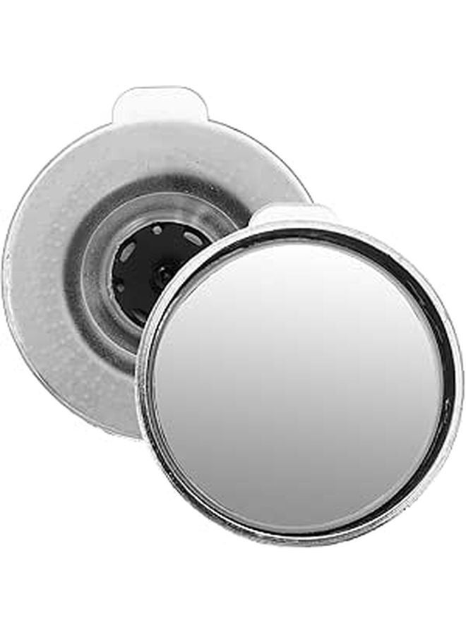 360 Adjustable Car Blind Spot Mirror With Suction Cup Silver Frame Wide Angle - Image 1