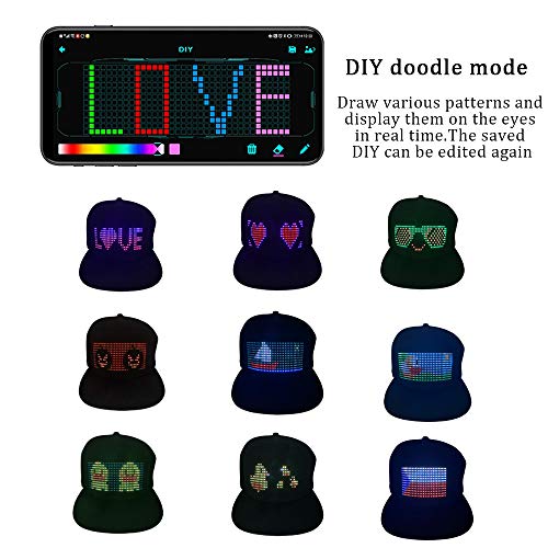 Keledz LED Cap, Multi-Language APP Control Editing Light up Hat (Text, Music, Image, Drawing) for Party Club Christmas Halloween - Image 3