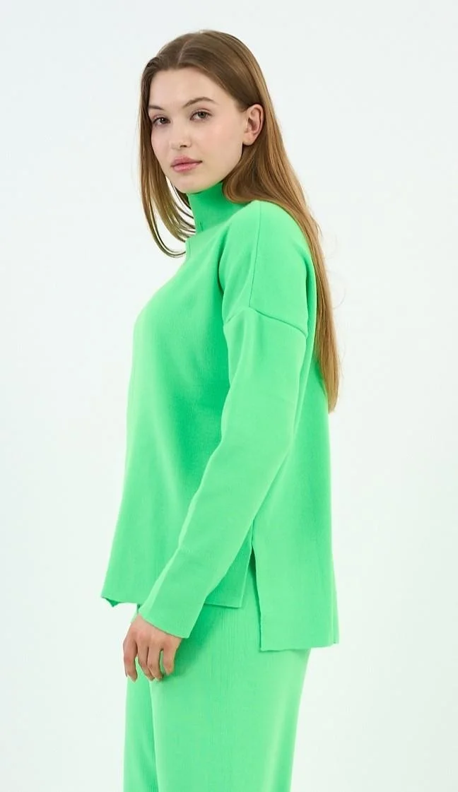 الكسندر جاردي Half Turtleneck Side Slit Knit Sweater (A90944-S-UST)