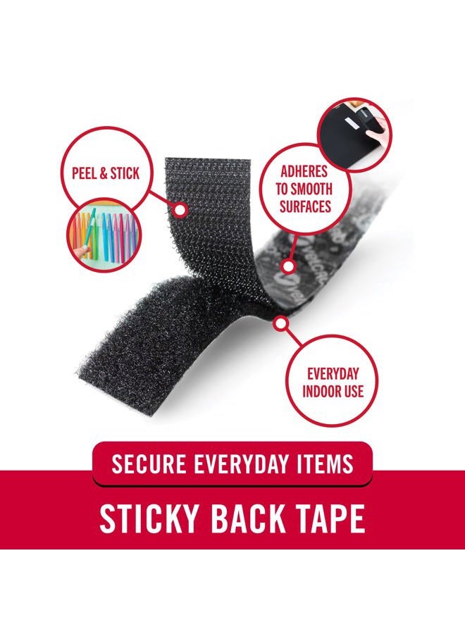 VELCRO Brand 6 Ft x 3/4 in | Sticky Back Tape Roll with Adhesive | Cut Strips to Length | Hook and Loop Fasteners | Perfect for Home, Office or Classroom, Black, 90975W - Image 2
