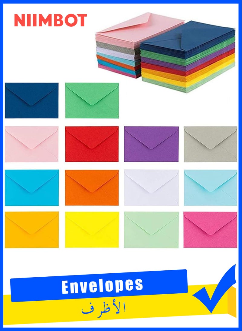 نيمبوت مجموعة من 70 مظروفًا صغيرًا، 14 لونًا من المظاريف الصغيرة لبطاقات العمل الصغيرة 4 × 2.7 بوصة - Image 1