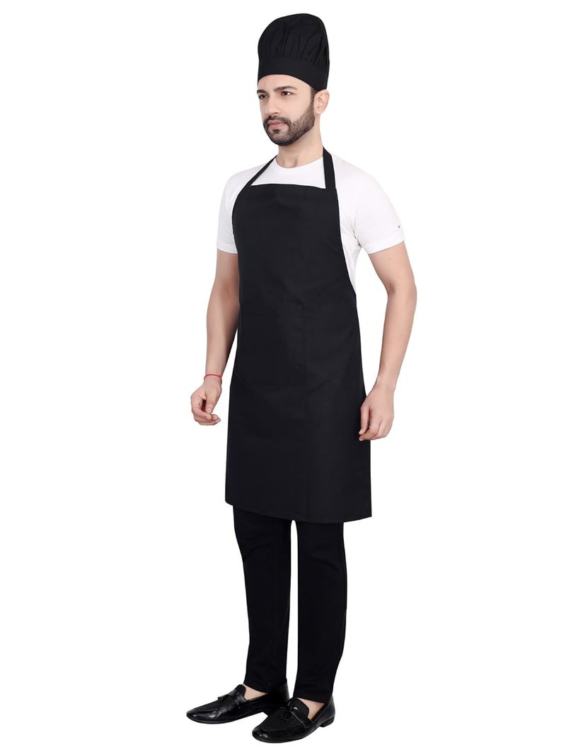 abc garments abc garments PolyCotton Solid Plain Free Size Chefs Cooking Kitchen Apron with Chefs Cap 24x34 inch 61x86cm - Image 2