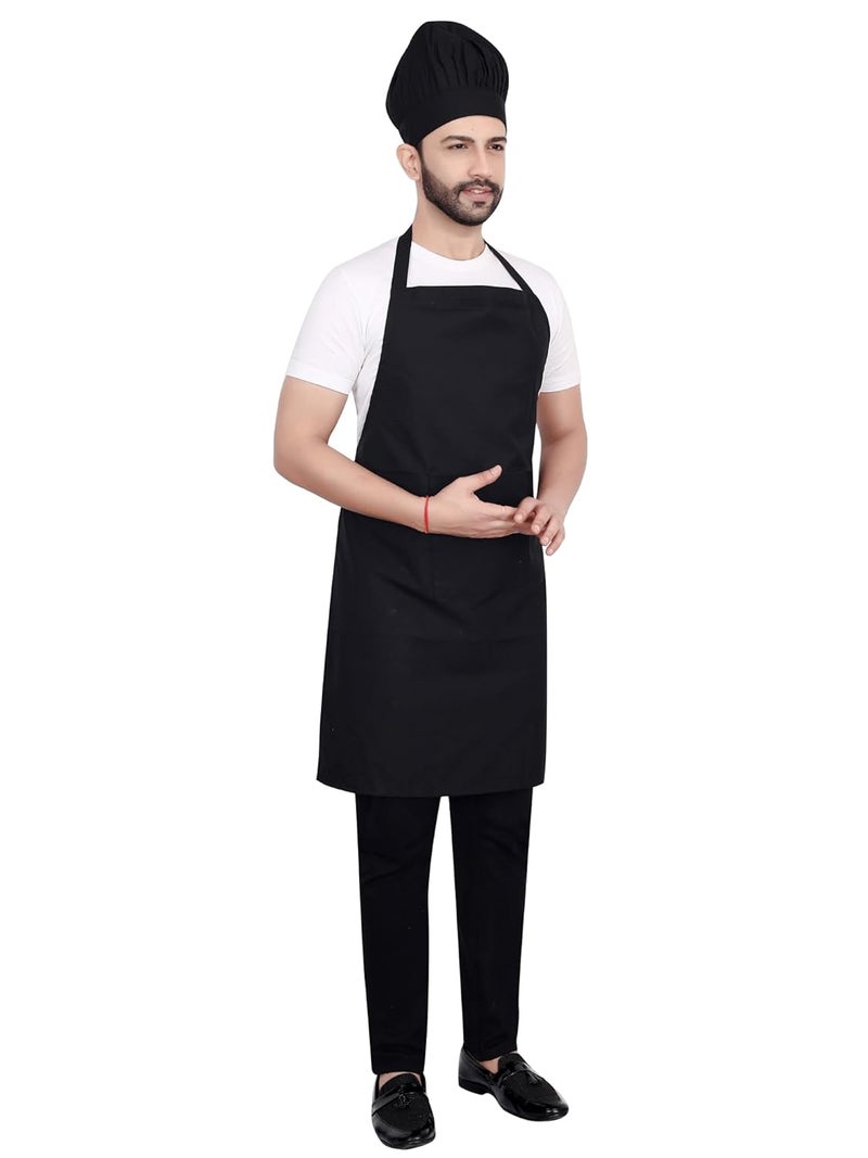 abc garments abc garments PolyCotton Solid Plain Free Size Chefs Cooking Kitchen Apron with Chefs Cap 24x34 inch 61x86cm - Image 3