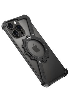 Farahom Magnetic for iPhone 16 Pro Max Case Frameless with 360° Rotation Kickstand, Compatible with MagSafe, Z Shape Bumper Case Minimalist Protective Shockproof Shell, Black  - Image 2