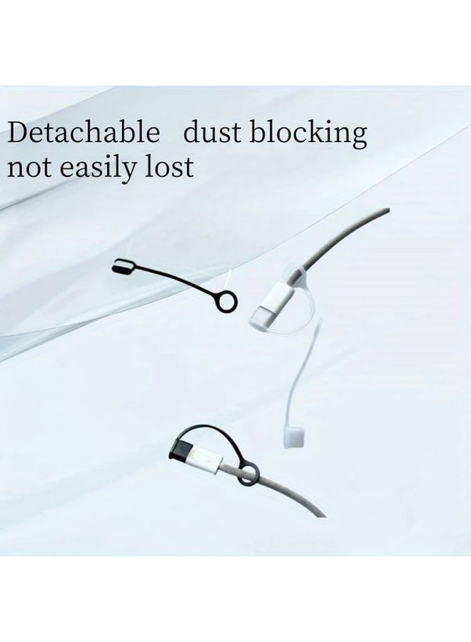 4pcs Black Type C Silicone Port Covers with Lanyard Portable Protective Caps - Image 5