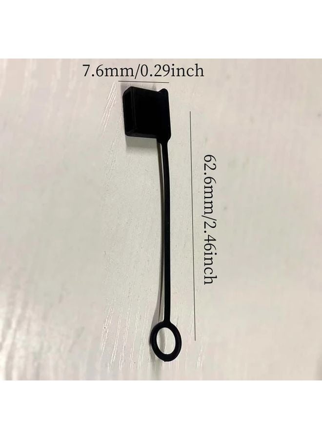 4pcs Black Type C Silicone Port Covers with Lanyard Portable Protective Caps - Image 4