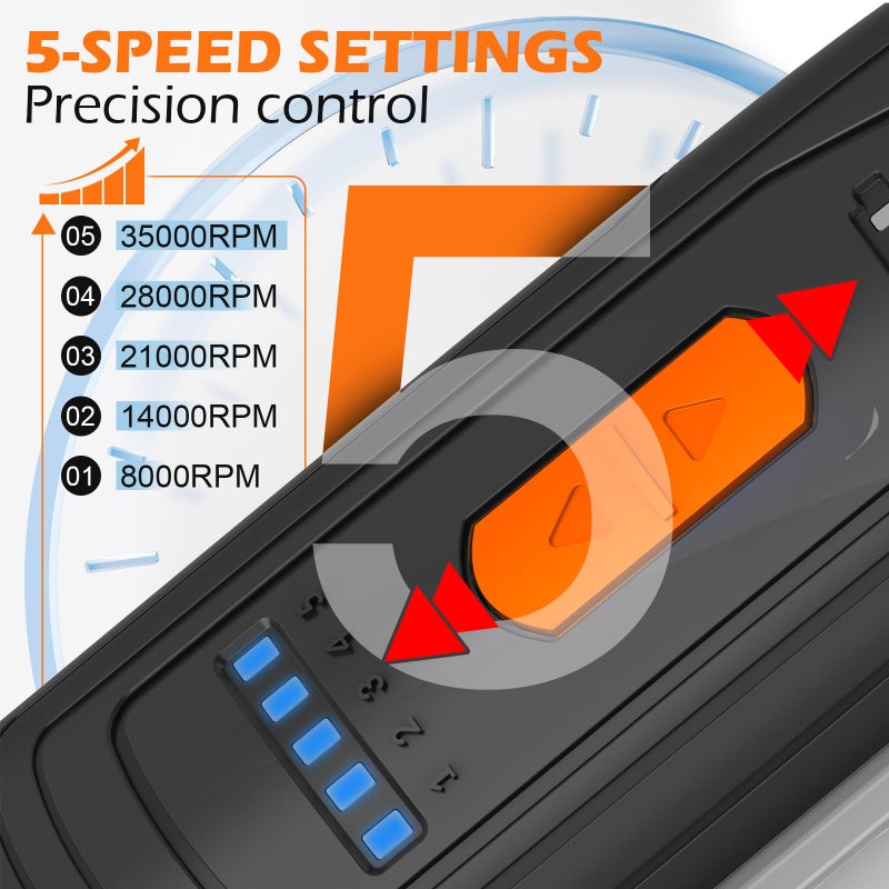 HARDELL 12V Cordless Rotary Tool Kit, 5-Speed (8000-35000 RPM), 2AH Battery Power Rotary Tools 80pc Accessories for Sanding, Polishing, Carving, Cutting, Drilling, DIY Crafting (Black&Orange) - Image 4