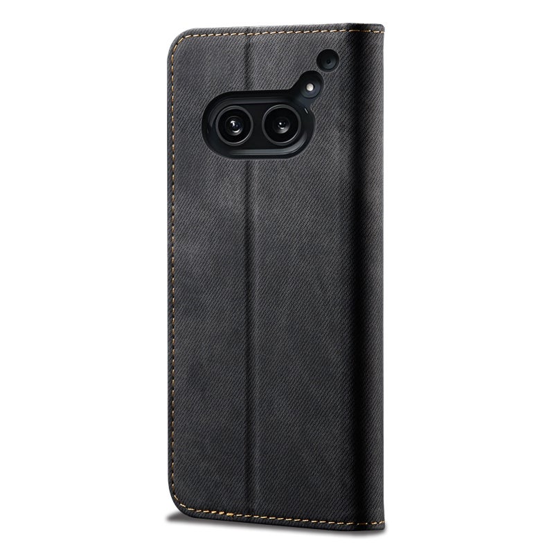 HuHa Case Cover For Nothing Phone 2A Denim Texture Casual Style Flip Leather Case(Black) - Image 4
