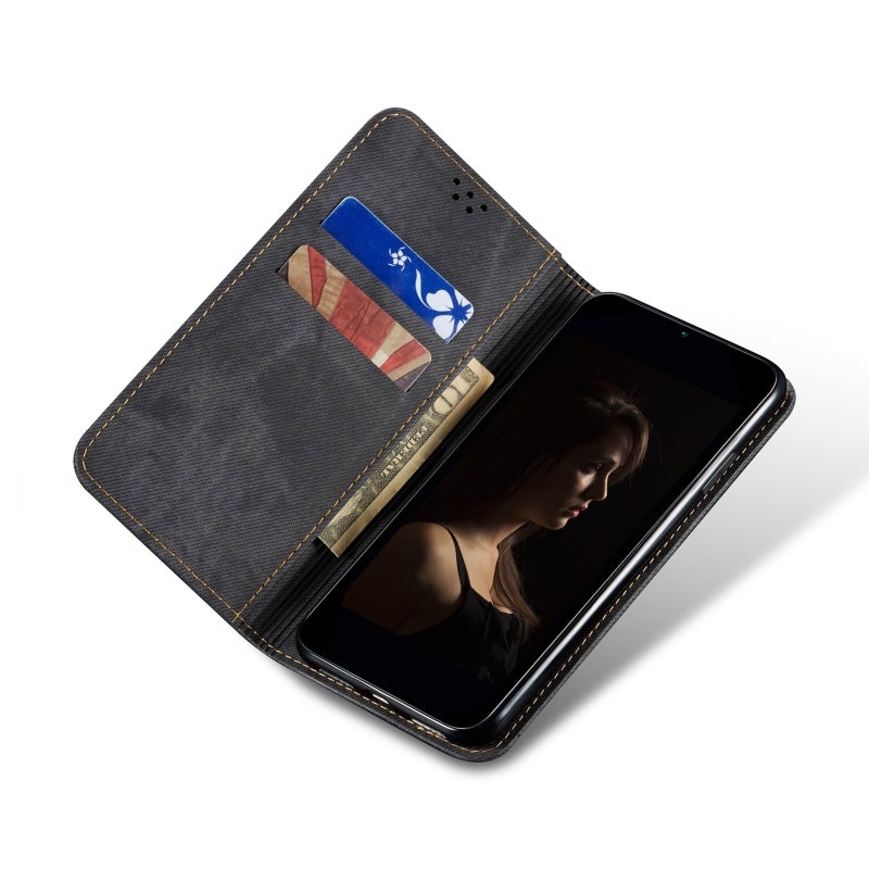 HuHa Case Cover For Nothing Phone 2A Denim Texture Casual Style Flip Leather Case(Black) - Image 5