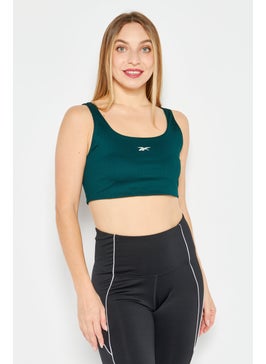 Reebok Women Ribbed Non Padded Sleeveless Training Sports Bra, Green  - Image 1