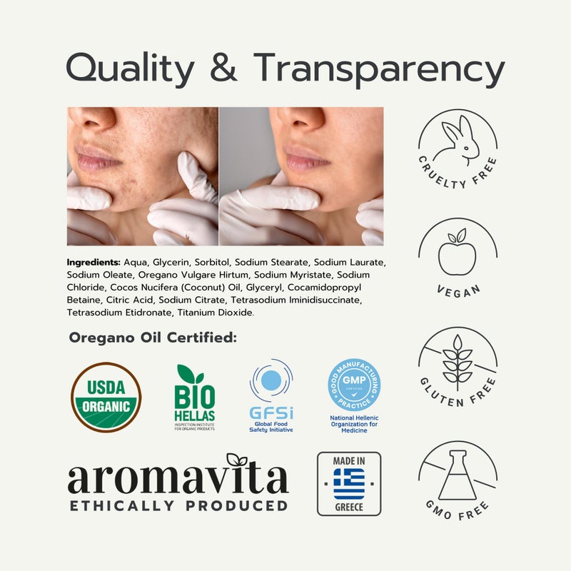 Aromavita Facial Acne Control Oregano Oil Soap Bar for Face and Body - Argan and Oil of Oregano - Acne Cleanser for All Skin Types, for Healthy Looking Skin - Image 4