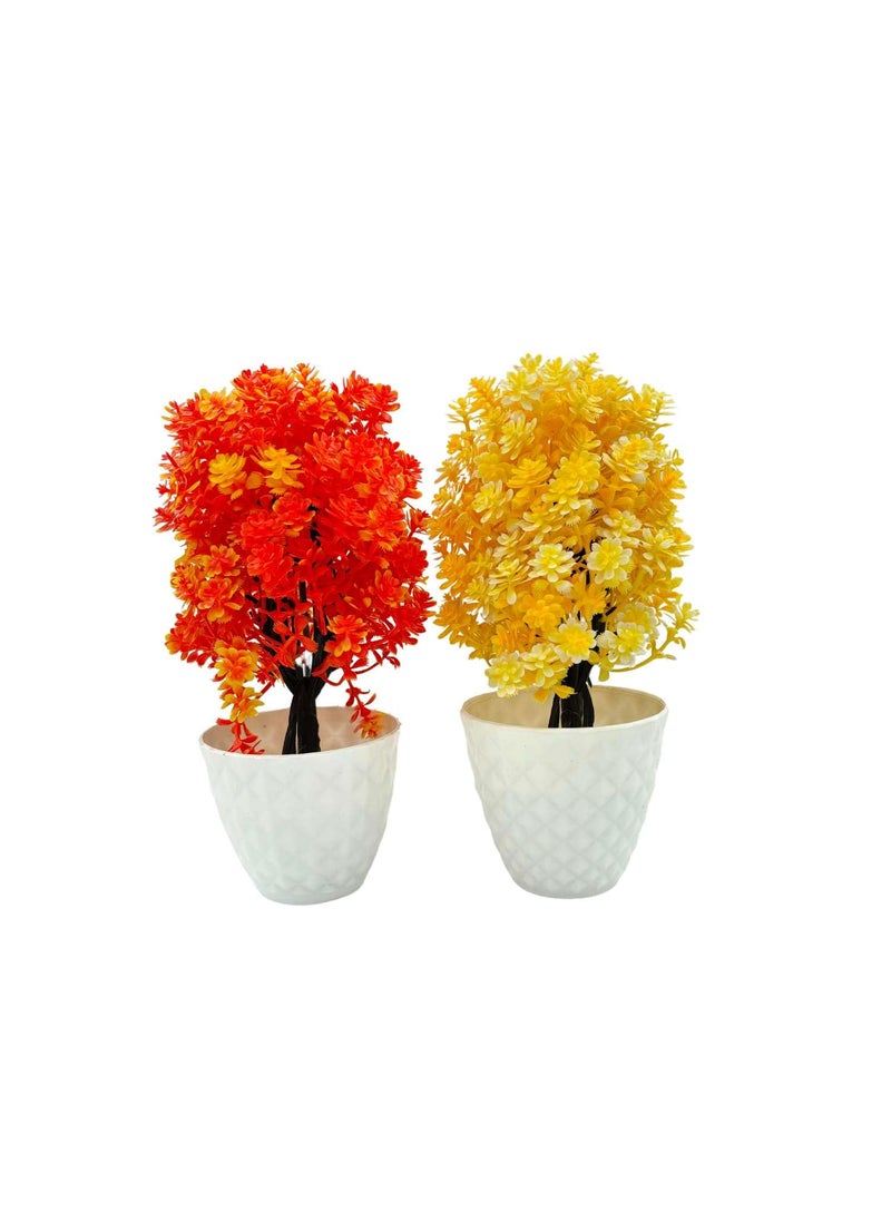 Contraa Contraa Flowers Artificial Wild Plant with Pot Showcase Decoration Plants Flowers Fake Plant Artificial Plants for Home Decor Office Gifting Plants Decorative Pack of 2 RVAP16  - Image 1
