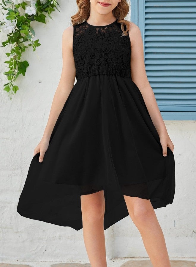 blibean Girls Summer Dress Tween Flower Lace Sun Dresses Size 6-15 Years, A Black, 12-13 Years - Image 2
