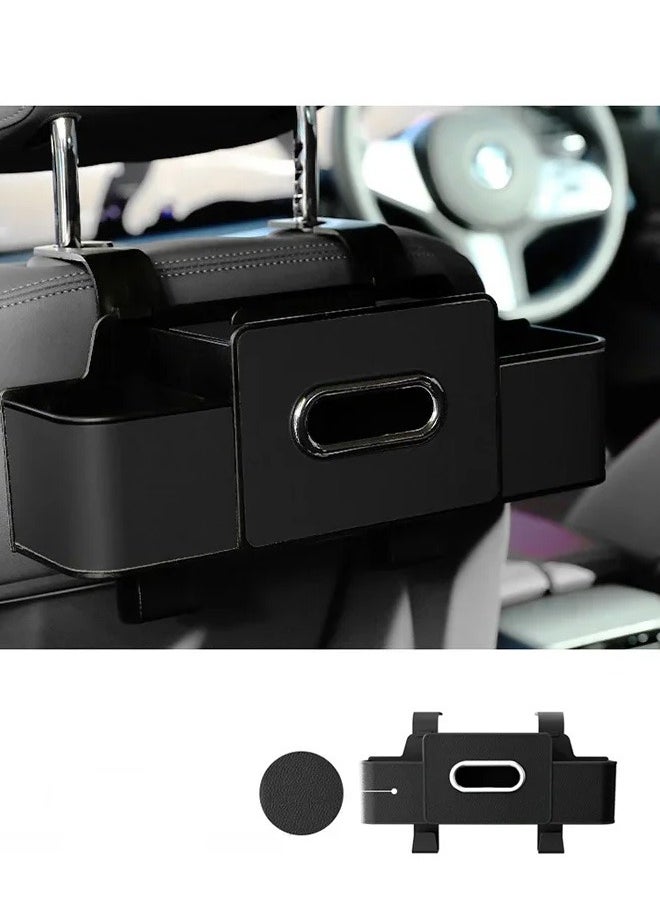 Car Organizers A leather car seat back storage bag with foldable table support, and a multi-pocket hanging storage bag for car seat backs