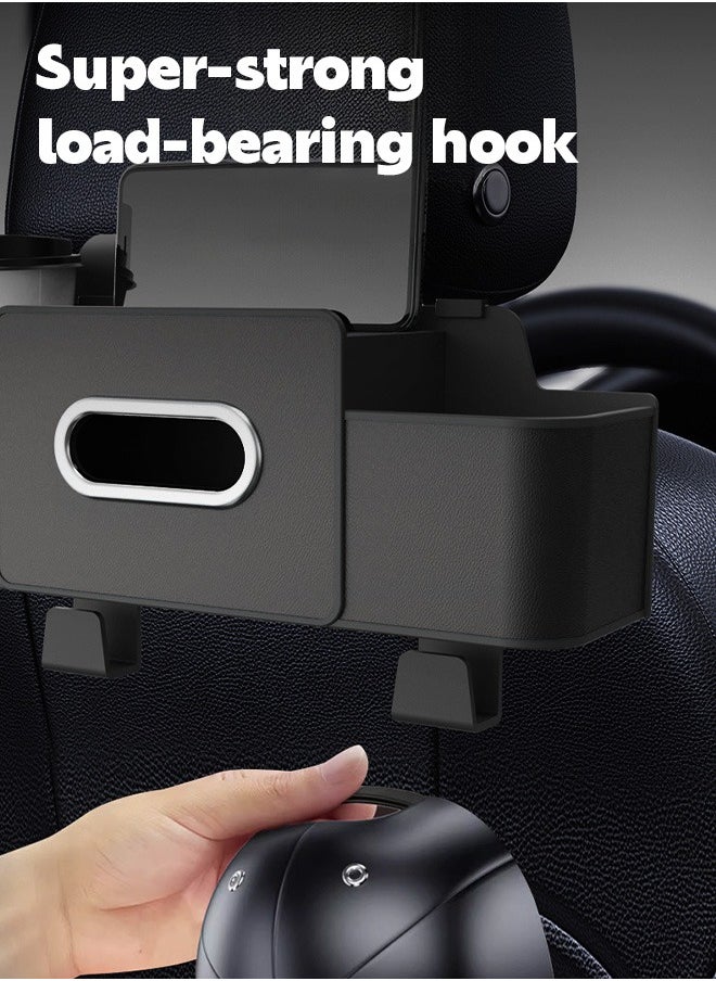 Car Organizers A leather car seat back storage bag with foldable table support, and a multi-pocket hanging storage bag for car seat backs