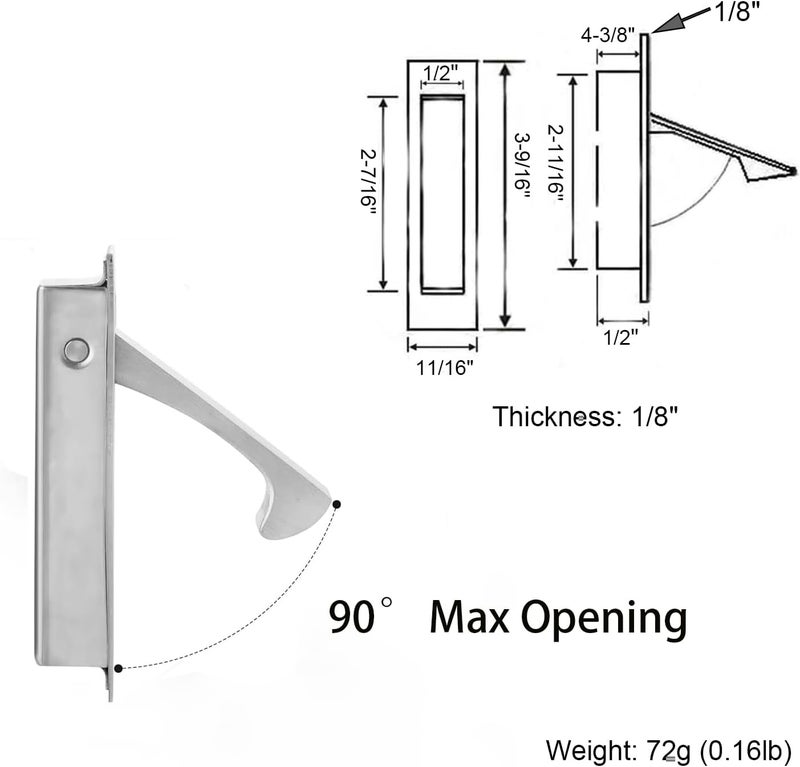 Dontay Pocket Pull Handle, Edge Pull, Professional Stainless Steel 304, Flush Mount for Sliding Door (Satin Nickel, 5) - Image 5