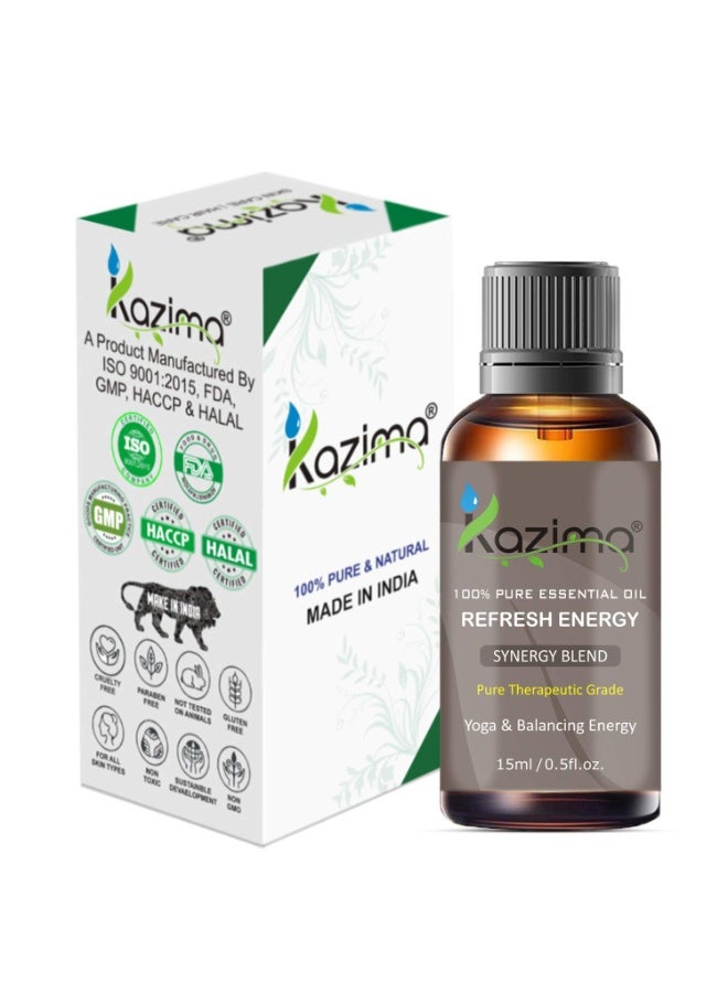 كازيما مزيج الزيوت العطرية "ريفرش إنيرجي" (Refresh Energy) من كازيما (15 مل) - نقي وبجودة علاجية - مثالي لليوجا وموازنة الطاقة. - Image 3