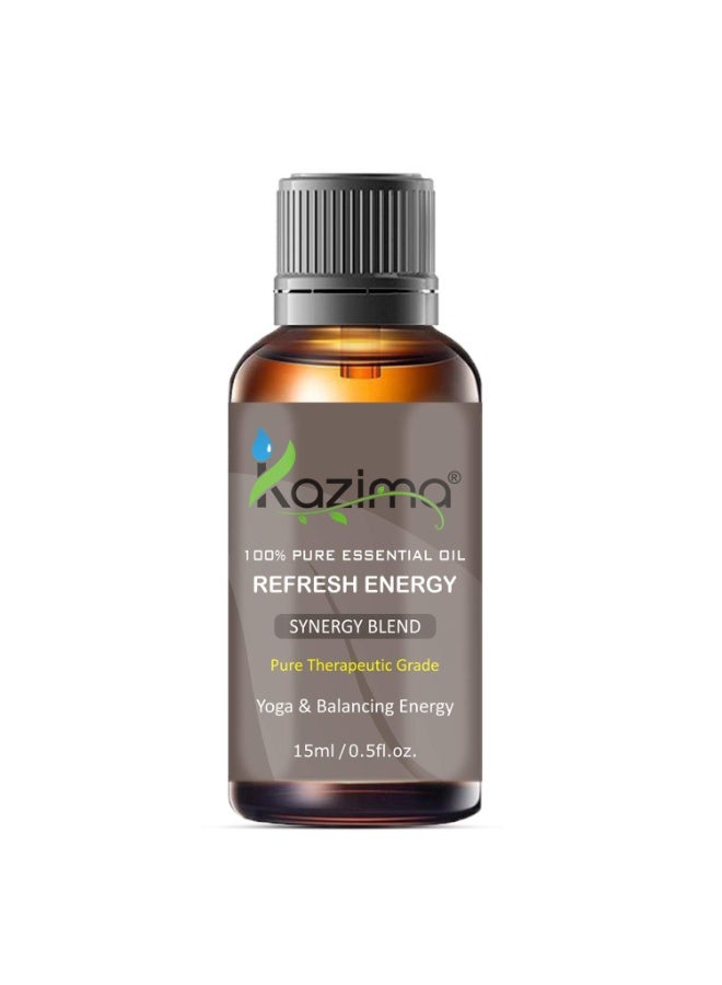 كازيما مزيج الزيوت العطرية "ريفرش إنيرجي" (Refresh Energy) من كازيما (15 مل) - نقي وبجودة علاجية - مثالي لليوجا وموازنة الطاقة. - Image 2