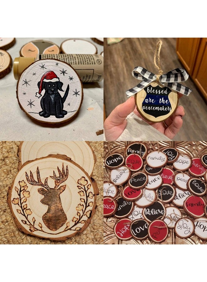 Fuyit Unfinished Wood Slices With No Hole 20 Pcs 3.5 4 Inches Natural Wooden Circles With Bark For Diy Crafts Christmas Ornament Decoration - Image 4