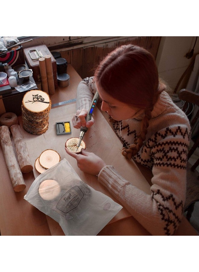 Fuyit Unfinished Wood Slices With No Hole 20 Pcs 3.5 4 Inches Natural Wooden Circles With Bark For Diy Crafts Christmas Ornament Decoration - Image 5