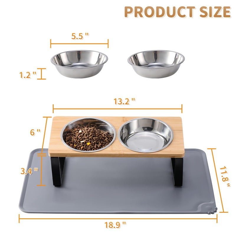 Summark Upgraded Elevated Cat Bowls with Food Mat,15Â°Tilted Stand Anti Vomiting Raised Cat Dishes for Food and Water,2 Stainless Steel Bowls for Cats and Puppy - Image 5