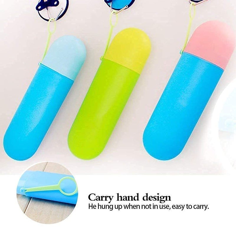 PUTHAK Toothbrush Paste Holder Case Covered Travel Camping Bathroom Cup Box Tooth Mug Pack of 2, Plastic - Image 5