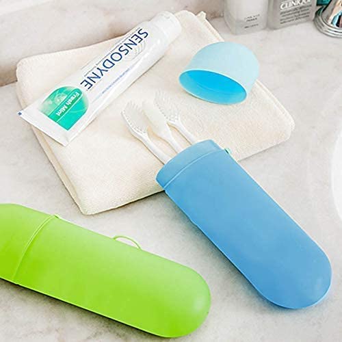 PUTHAK Toothbrush Paste Holder Case Covered Travel Camping Bathroom Cup Box Tooth Mug Pack of 2, Plastic - Image 2