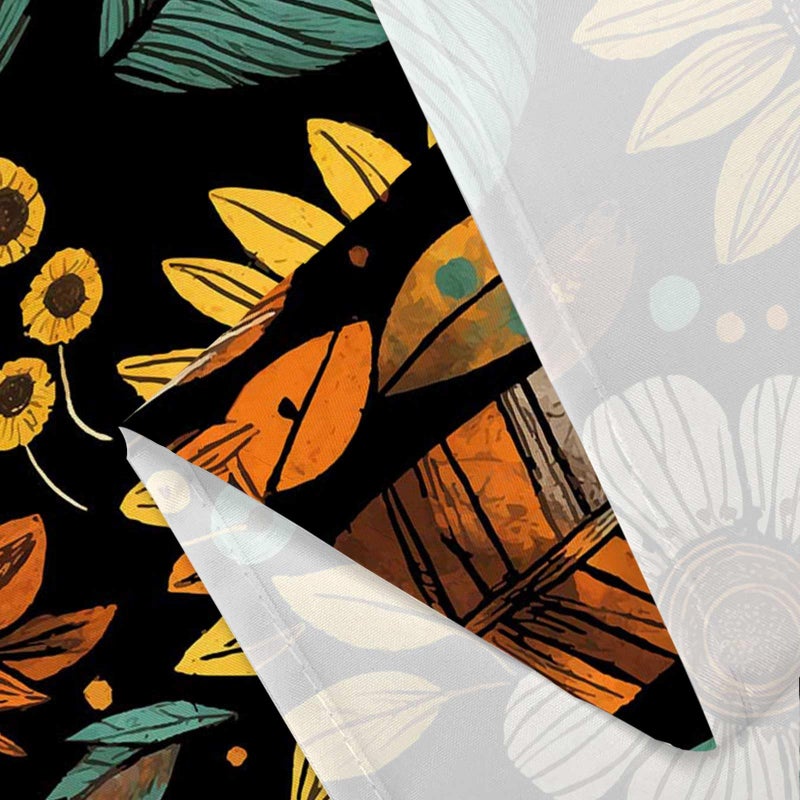 Drgilau Boho Floral Shower Curtain Vintage Floral Shower Curtain for Bathroom  Farmhouse Flowers Bathroom Curtains Waterproof Rustic Sunflower Bathroom Set Decor with 12 Hooks  Black-7 72X72 Inch - Image 4