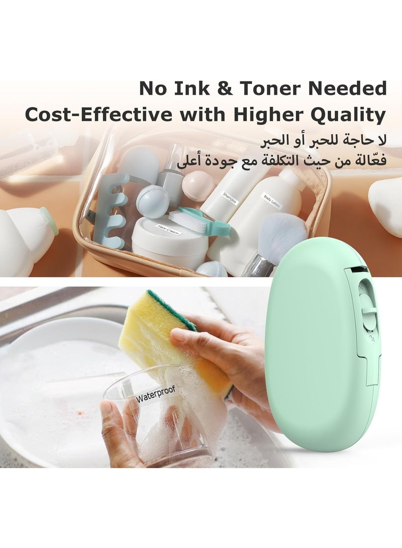 SUPVAN E10 Bluetooth Label Maker Machine with 3 Continuous Waterproof Label, Portable Inkless Label Printer, App with 35 Fonts and 1000+ Icons, Sticker Printer for Home Office School, Green - Image 4